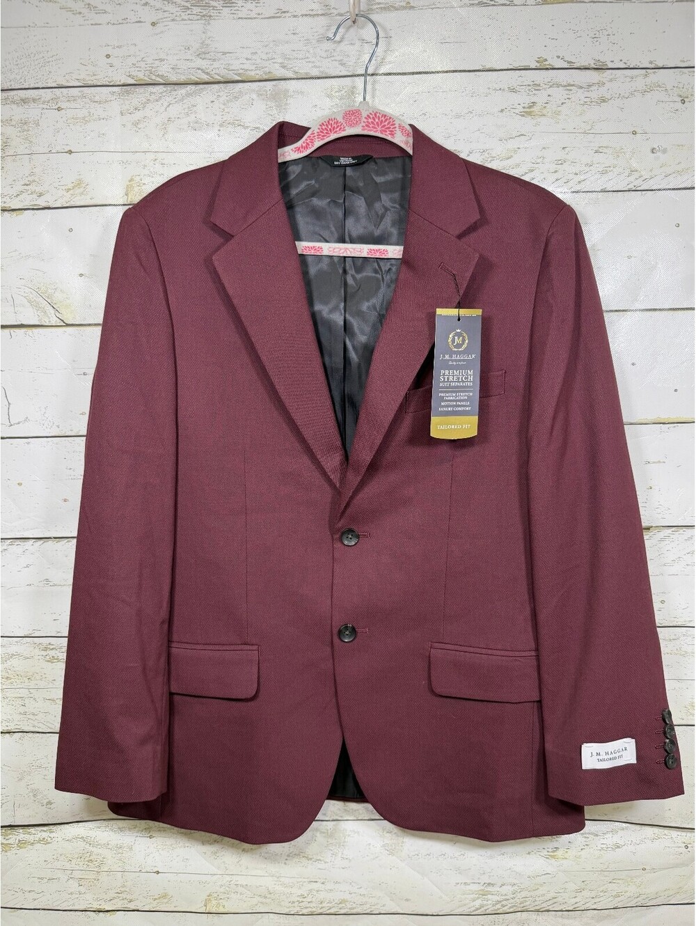 Men's J.M. Haggar Premium Tailored-Fit Stretch Suit Jacket Merlot Size 40S NWT